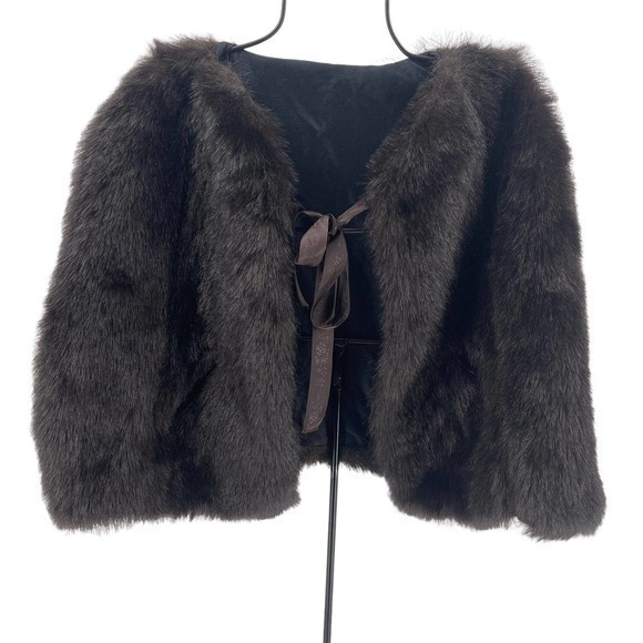 Faux Fur Vintage Style Shaw Coat Youth Girls - Picture 1 of 5